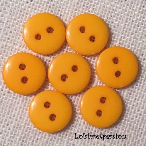 Lot de 6 petits boutons / jaune orange ** 11 mm ** bouton rond en résine - layette couture poupée bébé scrapbooking - br11mm