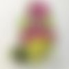Écusson patch thermocollant - fillette princesse sirène / vert rose ** 6 x 8,5 cm ** applique brodée à repasser