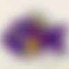 Écusson patch - petit poisson pois / violet ** 3,5 x 5,5 cm ** applique brodée thermocollante