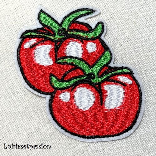 Écusson patch thermocollant - duo de tomate, légume ** 8 x 8,5 cm ** applique brodée à repasser