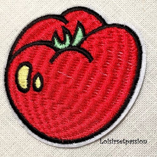 Écusson patch thermocollant - tomate rouge, légume ** 6,5 x 7 cm ** applique brodée à repasser