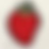 Écusson patch thermocollant - fraise, fruit ** 3 x 4,5 cm ** applique brodée à repasser