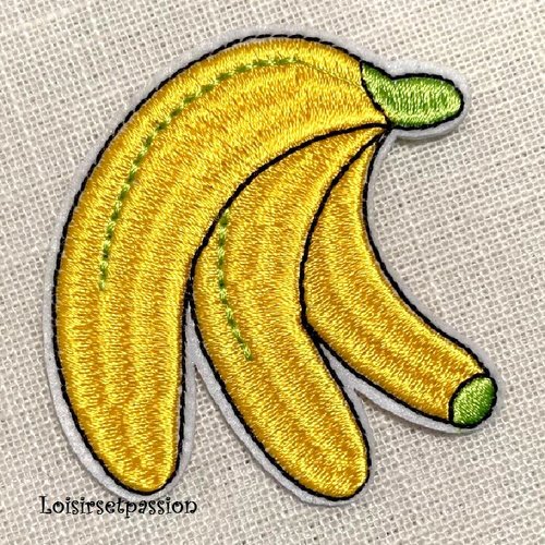 Écusson patch thermocollant - grappe de banane, fruit ** 5,5 x 6 cm ** applique brodée à repasser