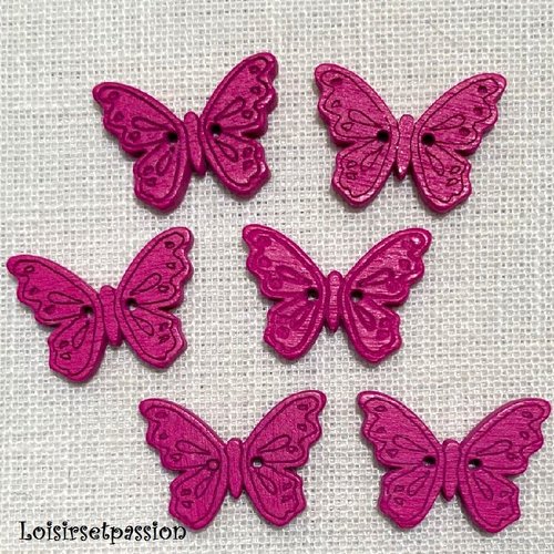 25 mm Assortiment 15 x Violet Papillon timbres en bois Craft boutons 18 mm