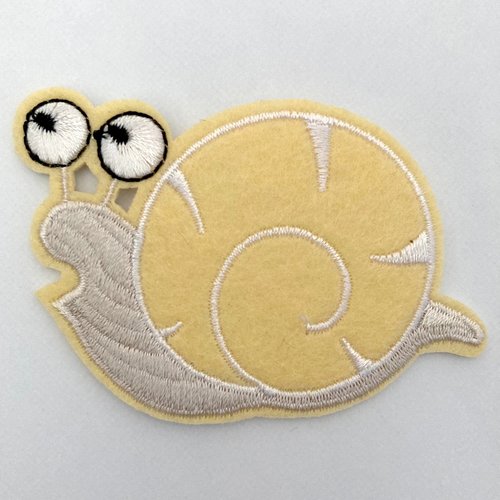 Écusson patch - escargot beige ** 7,5 x 5 cm ** applique brodée thermocollante