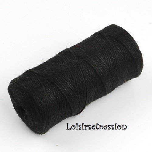 Cordon corde ficelle, chanvre jute / noir ** 2 mm ** création rustique et naturelle - vendu par 5 mètres