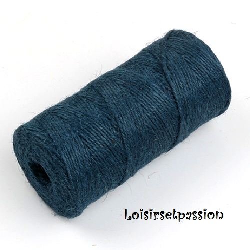 Cordon corde ficelle, chanvre jute / bleu marine ** 2 mm ** création rustique et naturelle - vendu par 5 mètres