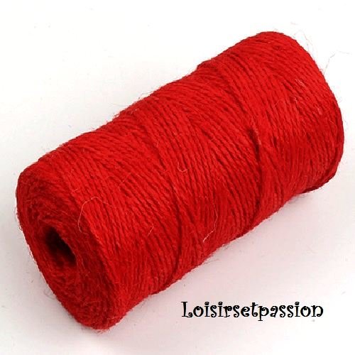 Cordon corde ficelle, chanvre jute / rouge ** 2 mm ** création rustique et naturelle - vendu par 5 mètres