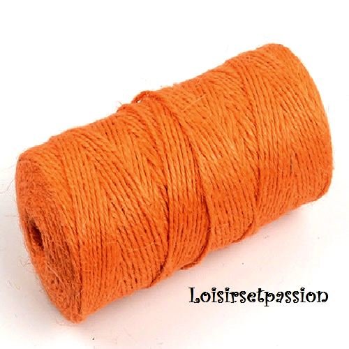 Cordon corde ficelle, chanvre jute / orange ** 2 mm ** création rustique et naturelle - vendu par 5 mètres