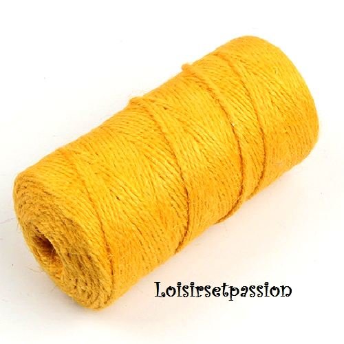 Cordon corde ficelle, chanvre jute / jaune ocre ** 2 mm ** création rustique et naturelle - vendu par 5 mètres
