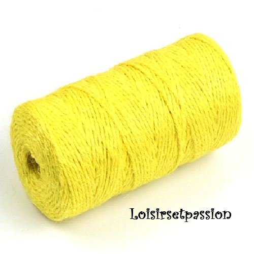 Cordon corde ficelle, chanvre jute / jaune soleil ** 2 mm ** création rustique et naturelle - vendu par 5 mètres