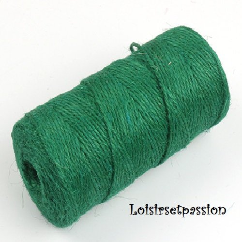 Cordon corde ficelle, chanvre jute / vert sapin ** 2 mm ** création rustique et naturelle - vendu par 5 mètres