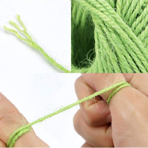 Cordon corde ficelle, chanvre jute / vert pomme ** 2 mm ** création rustique et naturelle - vendu par 5 mètres