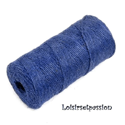 Cordon corde ficelle, chanvre jute / bleu roi ** 2 mm ** création rustique et naturelle - vendu par 5 mètres