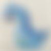 Écusson patch - dinosaure bleu **  6 x 6 cm ** applique brodée thermocollante