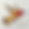 Écusson patch - oiseau colibri, beige orangé ** 8 x 6,5 cm ** applique brodée thermocollante