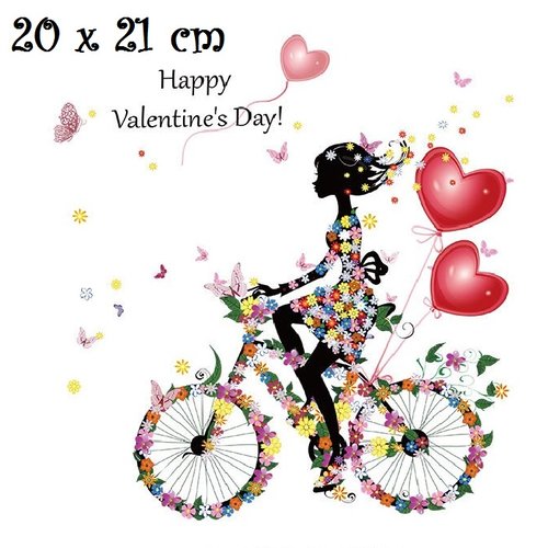 Patch applique, dessin transfert thermocollant - fille robe fleur bicyclette, ballon coeur ** 20 x 21 cm ** sérigraphie à repasser - t947