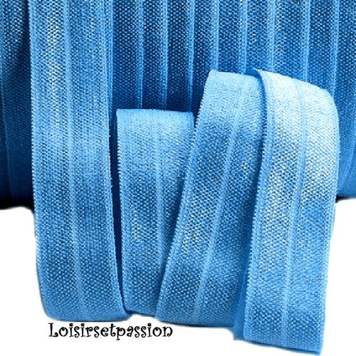 Ruban biais élastique uni souple satiné - 337 / bleu barbeau ** 16 mm ** foe oeko-tex 100 - vendu par 50 cm