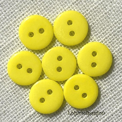 Lot de 8 petits boutons / jaune soleil ** 10 mm ** bouton rond en résine - layette couture poupée bébé scrapbooking - br10mm