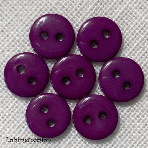 Lot de 8 petits boutons / violet ** 10 mm ** bouton rond en résine - layette couture poupée bébé scrapbooking - br10mm