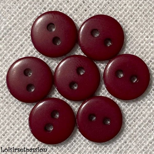 Lot de 8 petits boutons / rouge bourgogne ** 10 mm ** bouton rond en résine - layette couture poupée bébé scrapbooking - br10mm