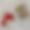 Breloque / charm / pendentif - duo champigon émaillé rouge blanc, métal doré ** 20 x 20 mm ** vendu à l'unité - 208