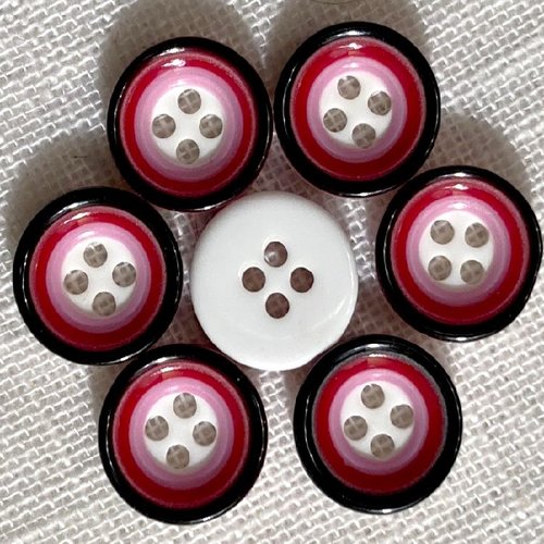 Bouton rond 4 trous - cercle noir rouge rose ** 12,5 mm ** vendu à l'unité -  couture layette chemise - b30