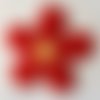 Applique écusson patch - fleur tissu éponge / rouge vermillon ** 8 x 8 cm ** à coudre
