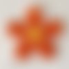 Applique écusson patch - fleur tissu éponge / orange ** 6,5 x 6,5 cm ** à coudre