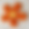 Applique écusson patch - fleur tissu éponge / orange ** 8 x 8 cm ** à coudre