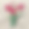 Écusson patch, fleur bouquet tulipe, rose ** 7 x 9 cm ** applique brodée thermocollante, à repasser - c144