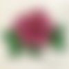 Applique fleur bordure dorée et feuille brodée - rose mauve ** 10,5 x 8 cm ** patch à coudre - acd123