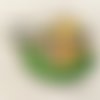 Écusson patch thermocollant - escargot vert, coquille petits pois ** 6,5 x 4,5 cm ** applique brodée à repasser