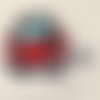 Écusson patch brodé thermocollant - voiture rouge yeux dessins animés ** 6,5 x 4,5 cm ** applique à repasser