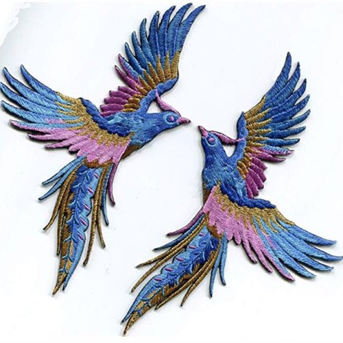 Patch écusson thermocollant - oiseaux phoenix symétrique * 9 x 16 cm * applique à repasser