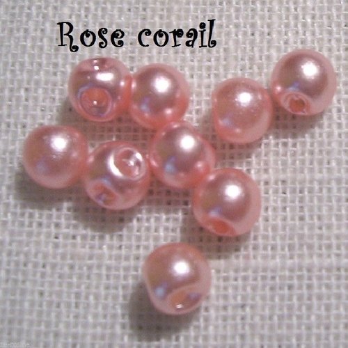 Lot de 6 mini bouton perle boule nacré / rose corail ** 6 mm ** scrapbooking couture poupée mariage - b03