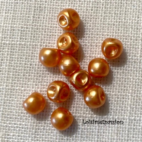 Lot de 6 mini bouton perle boule nacré / orange cuivré ** 6 mm ** scrapbooking couture poupée mariage - b03