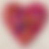Écusson patch - coeur de petits coeurs colorés, fuchsia ** 6 x 6 cm ** applique brodée thermocollante - applique à repasser