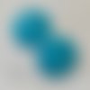 Bouton tige - fleur dalhia / bleu turquoise ** 16 mm ** vendu à l'unité - couture perle - b50