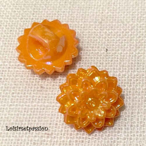 Bouton tige - fleur dalhia / jaune orange ** 16 mm ** vendu à l'unité - couture perle - b50