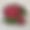 Écusson patch brodé thermocollant -  fleur rouge rose violine ** 8 x 6 cm ** applique à repasser - c164