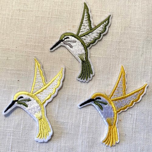 Écusson patch - oiseau colibri ** 7 x 7 cm ** applique brodée thermocollante - applique à repasser