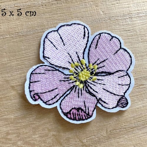 Écusson patch thermocollant - fleur hibiscus rose pâle ** 5 x 5 cm ** applique à repasser - c170
