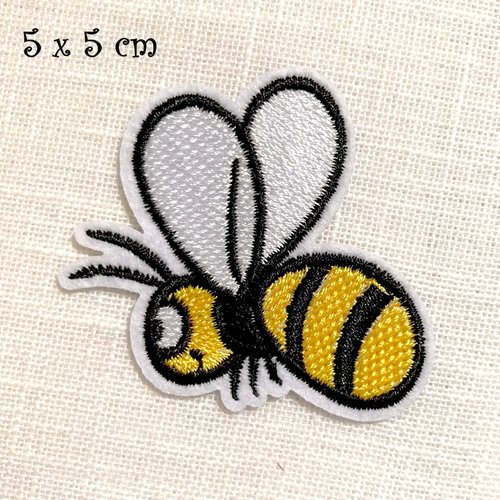 Écusson patch brodé thermocollant - guêpe abeille insecte jaune ** 5 x 5 cm **  applique à repasser