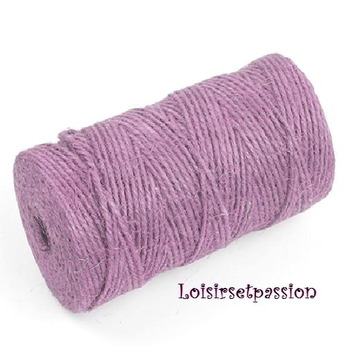 Cordon corde ficelle, chanvre jute / rose mauve ** 2 mm ** création rustique et naturelle - vendu par 5 mètres