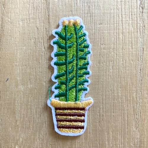 Écusson patch brodé thermocollant - pot de plante fleurie ** 2 x 6 cm ** applique à repasser