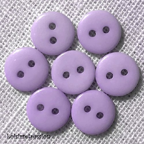 Lot de 6 petits boutons / lilas ** 11 mm ** bouton rond en résine - layette couture poupée bébé scrapbooking - br11mm