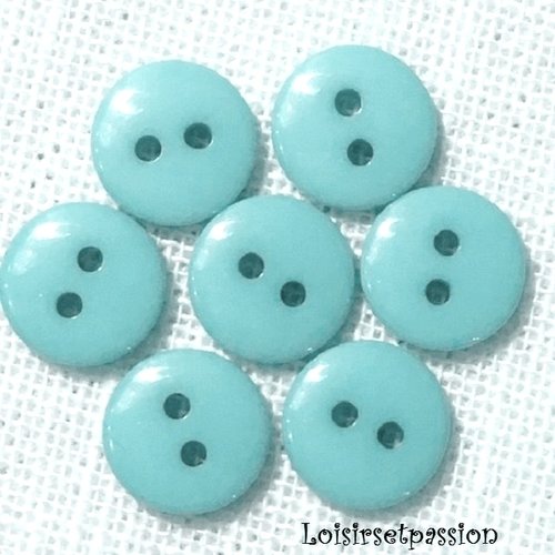 Lot de 6 petits boutons / bleu océan ** 11 mm ** bouton rond en résine - layette couture poupée bébé scrapbooking - br11mm