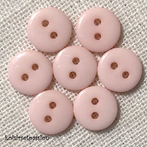 Lot de 6 petits boutons / rose pâle ** 11 mm ** bouton rond en résine - layette couture poupée bébé scrapbooking - br11mm