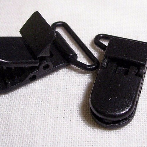 B5 ** 20 mm ** noir - clip pince kam bretelle crocodile attache tétine plastique